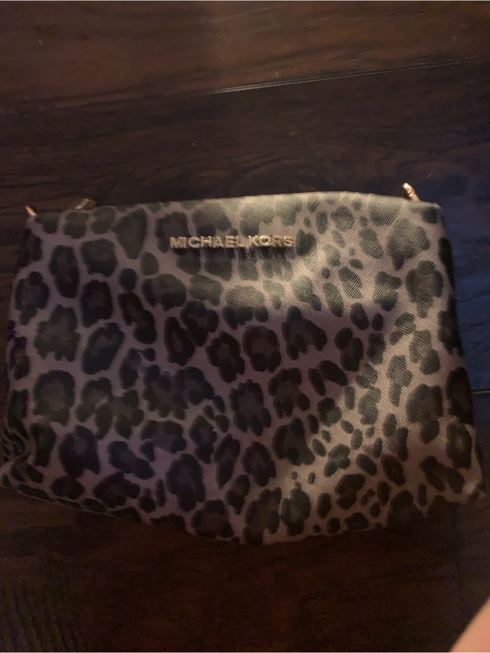 Michael Kors Leopard Print Cosmetic Pouch - Black and Brown